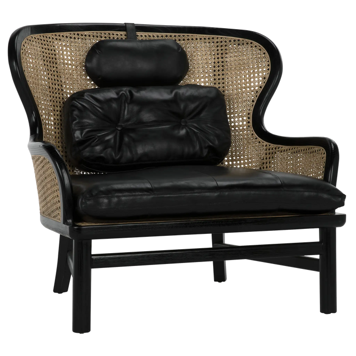 American Home Furniture | Noir - Marabu Chair, Charcoal Black with Leather