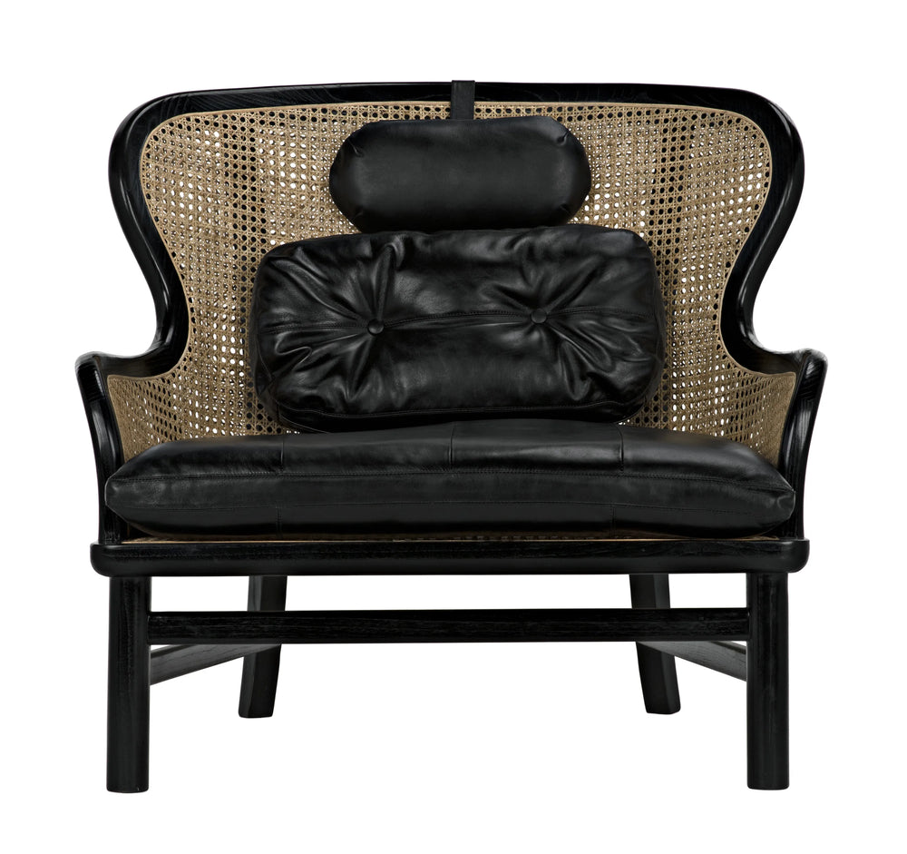 American Home Furniture | Noir - Marabu Chair, Charcoal Black with Leather