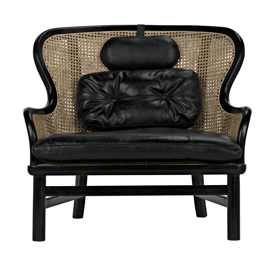 American Home Furniture | Noir - Marabu Chair, Charcoal Black with Leather