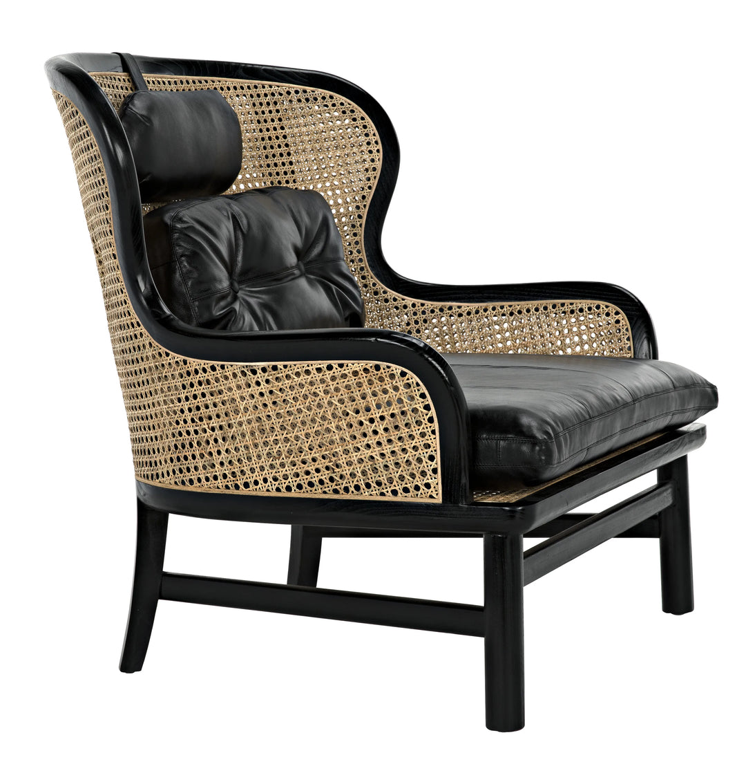 American Home Furniture | Noir - Marabu Chair, Charcoal Black with Leather