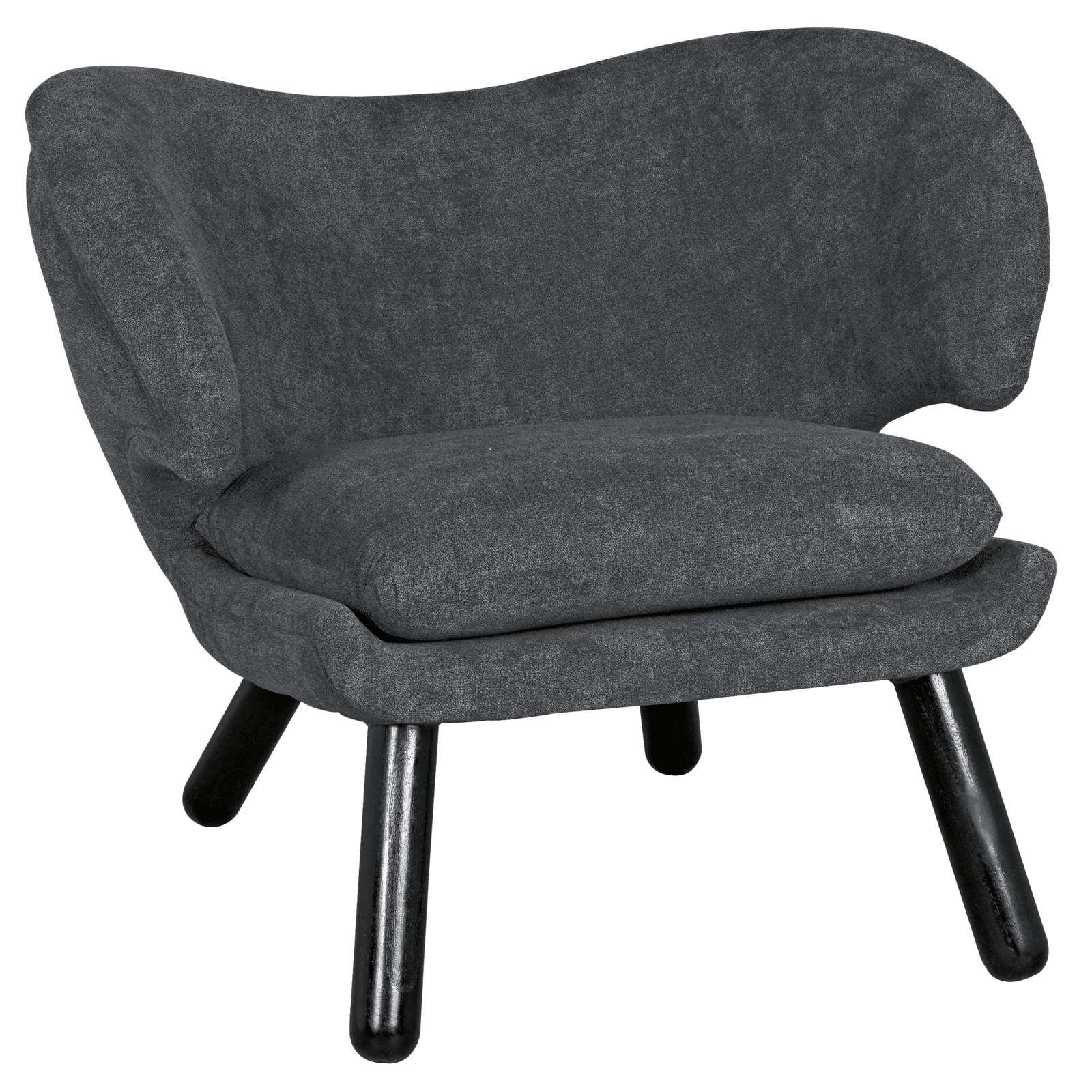 Noir Valerie Chair with Grey Fabric ACCENT + LOUNGE CHAIRS