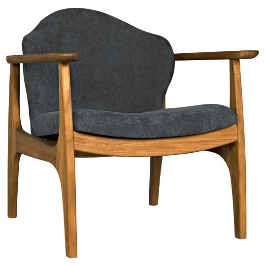 Noir Vittorio Chair with Grey Fabric ACCENT + LOUNGE CHAIRS