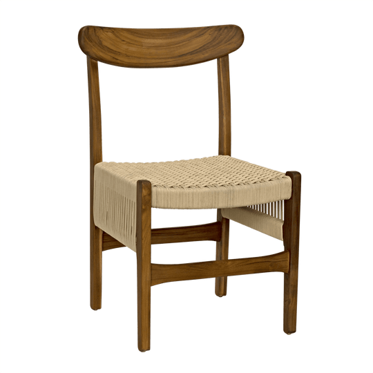 Noir Shagira Chair, Teak with Woven Rope - Set of 2 DINING CHAIRS