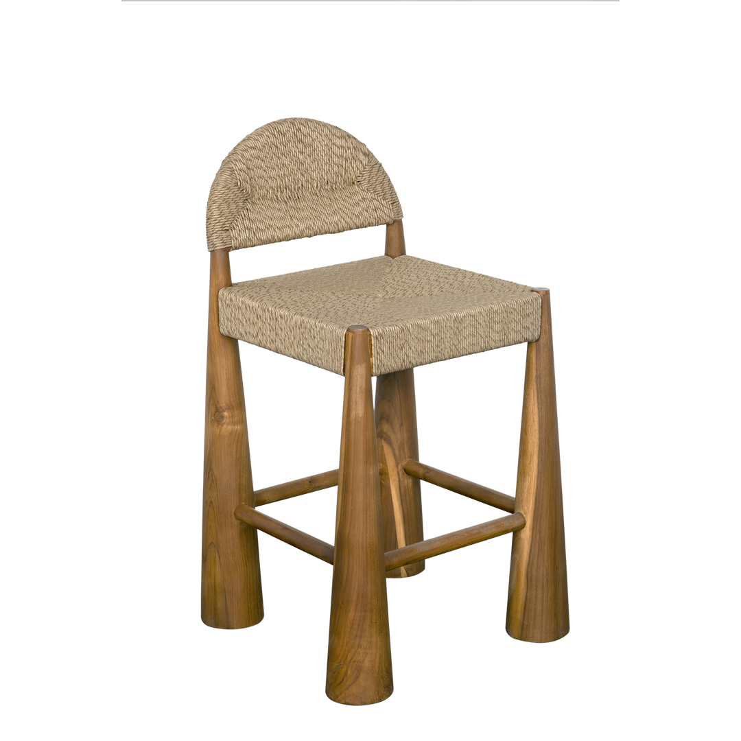 American Home Furniture | Noir - Laredo Counter Stool, Teak with Synthetic Woven