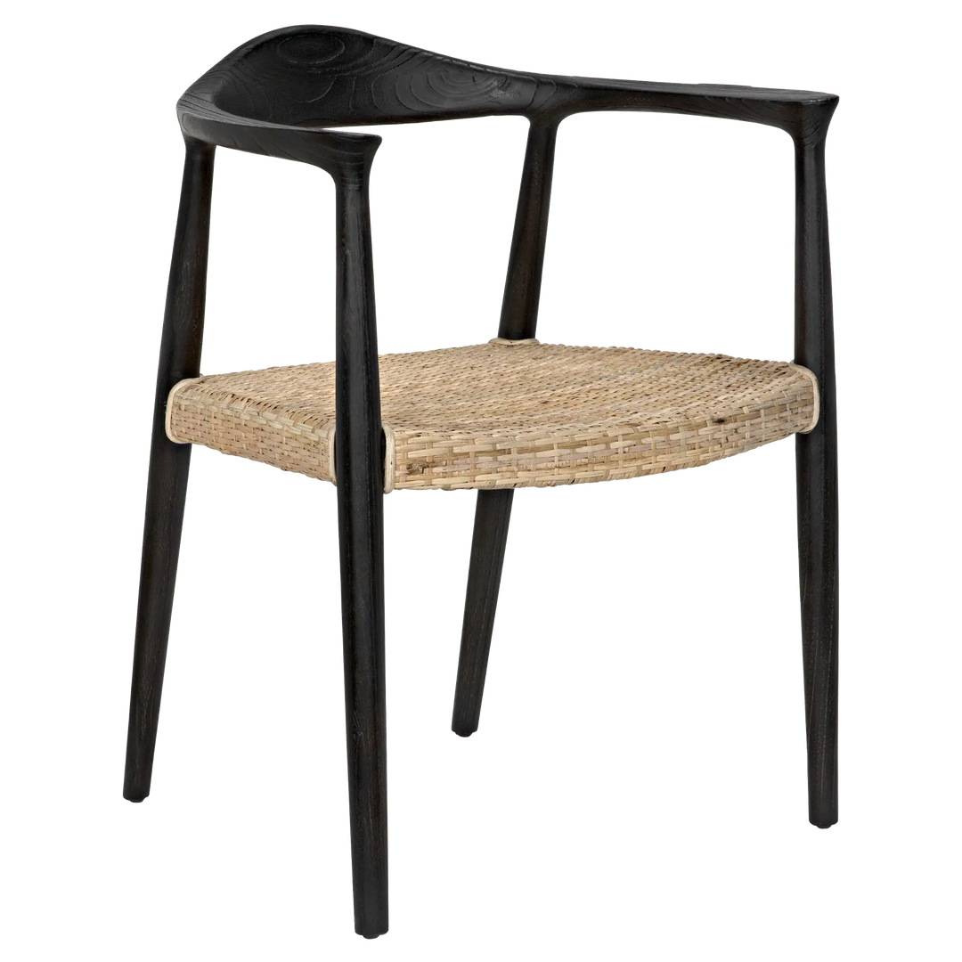 American Home Furniture | Noir - Dallas Chair, Black Burnt with Rattan