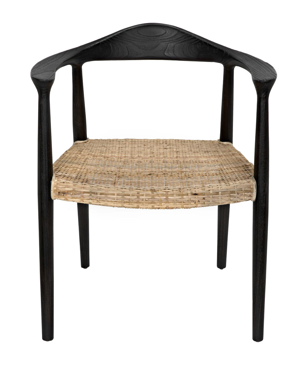 American Home Furniture | Noir - Dallas Chair, Black Burnt with Rattan