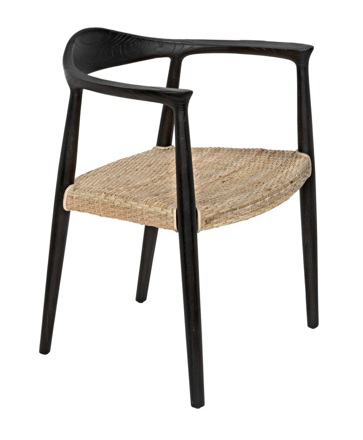 American Home Furniture | Noir - Dallas Chair, Black Burnt with Rattan