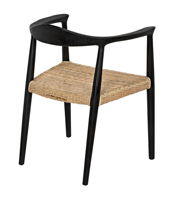 American Home Furniture | Noir - Dallas Chair, Black Burnt with Rattan