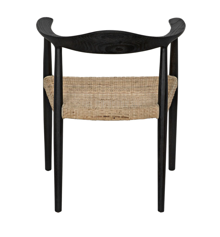 American Home Furniture | Noir - Dallas Chair, Black Burnt with Rattan