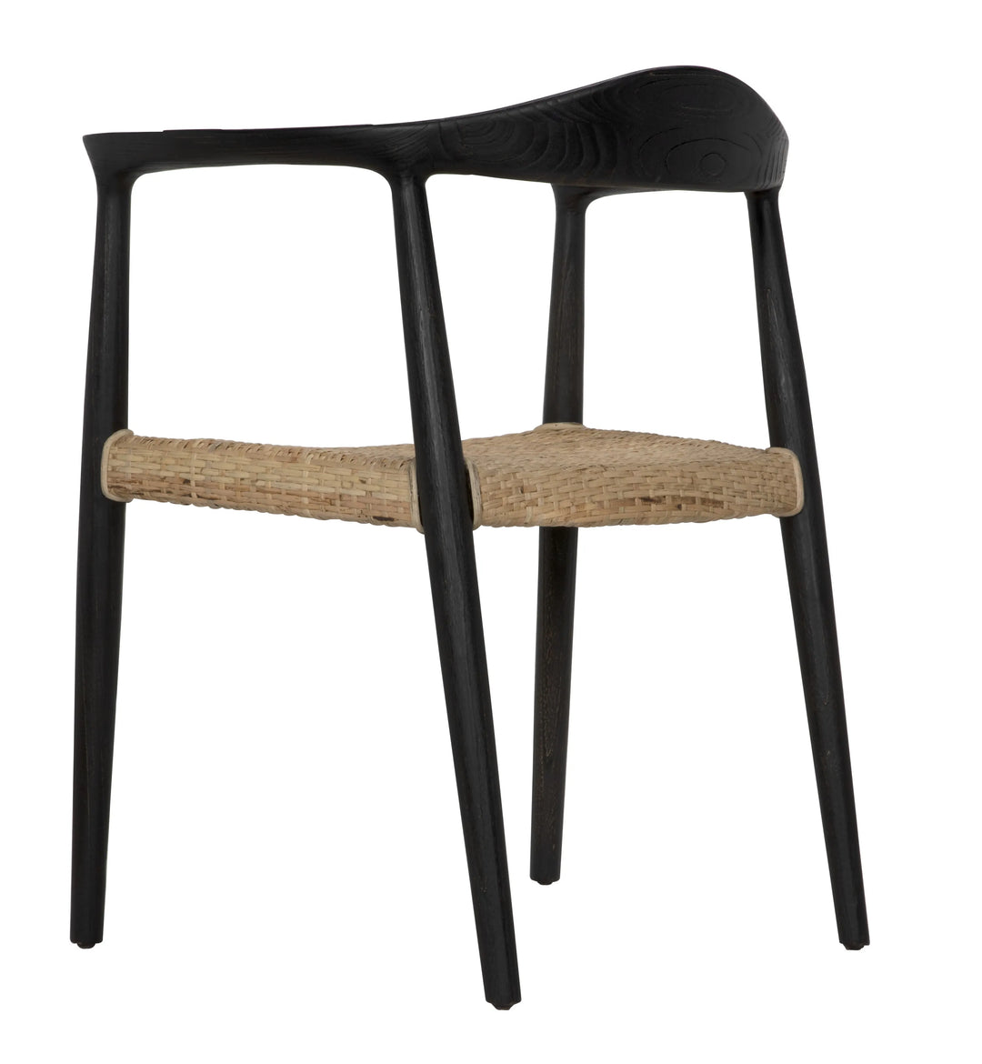 American Home Furniture | Noir - Dallas Chair, Black Burnt with Rattan