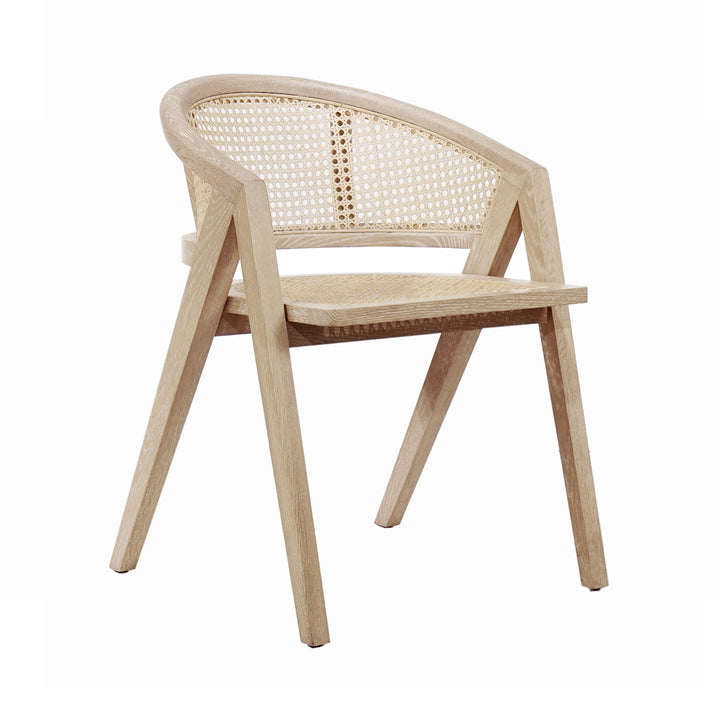 Cane Barrel Back Dining Chair In Cerused Oak - AERO CO
