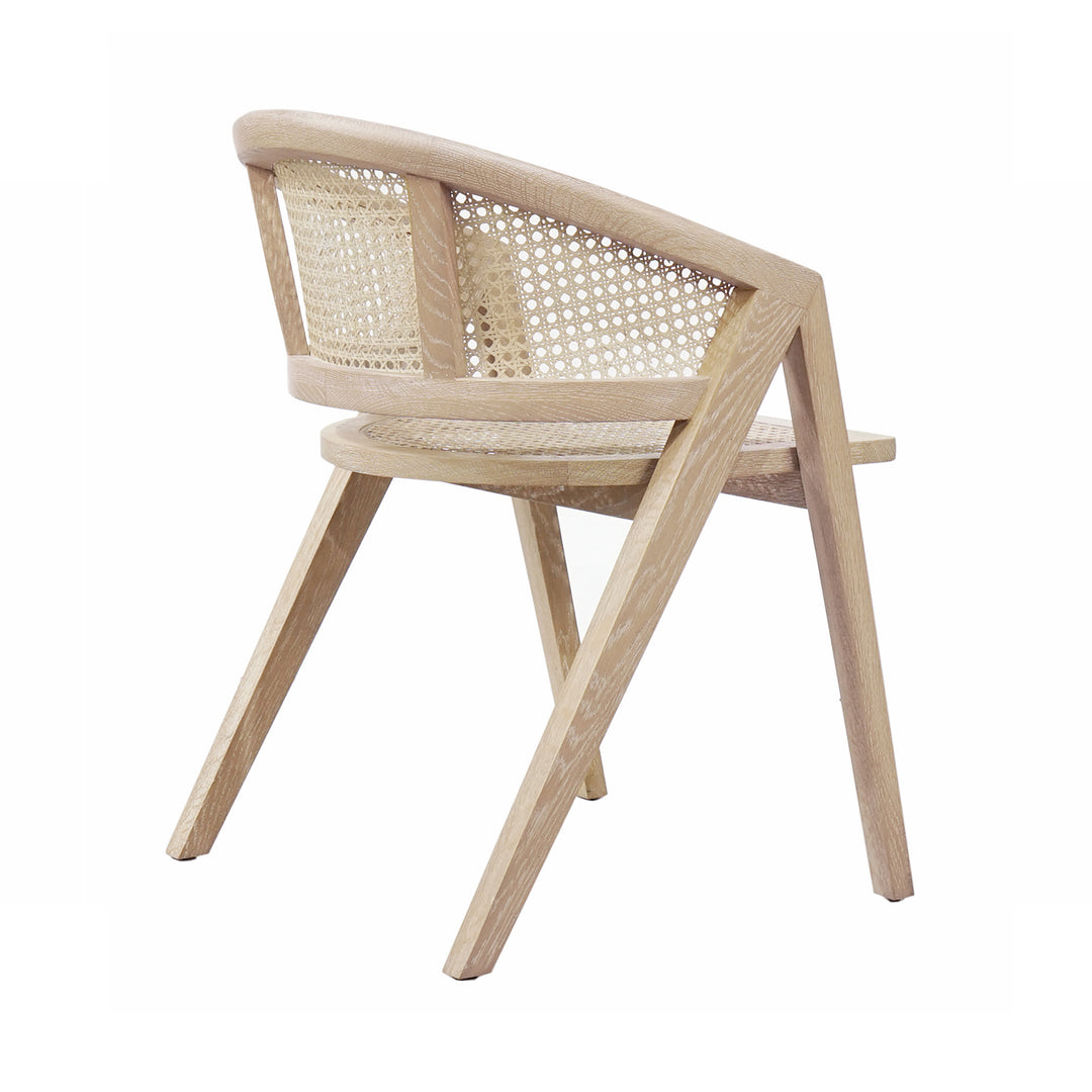 Cane Barrel Back Dining Chair In Cerused Oak - AERO CO