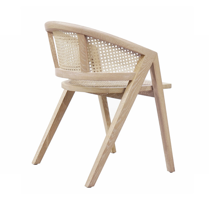 Cane Barrel Back Dining Chair In Cerused Oak - AERO CO