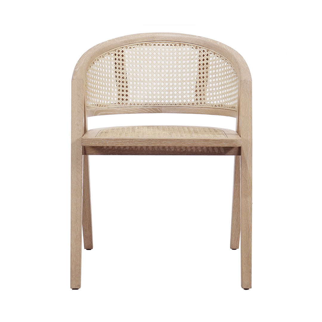 Cane Barrel Back Dining Chair In Cerused Oak - AERO CO