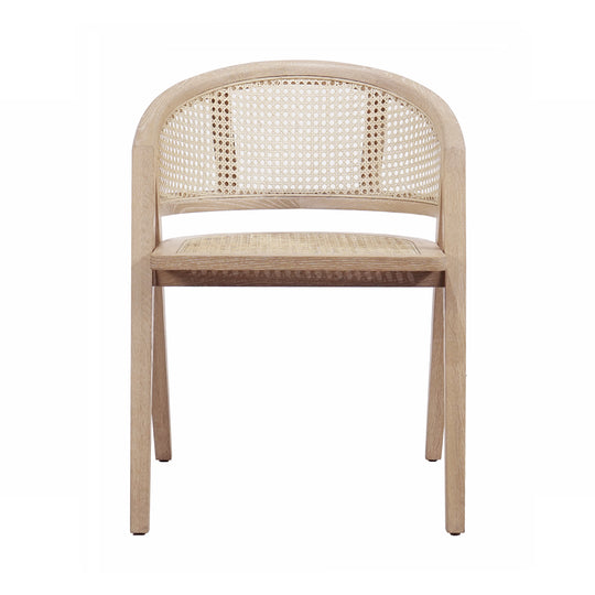 Cane Barrel Back Dining Chair In Cerused Oak - AERO CO