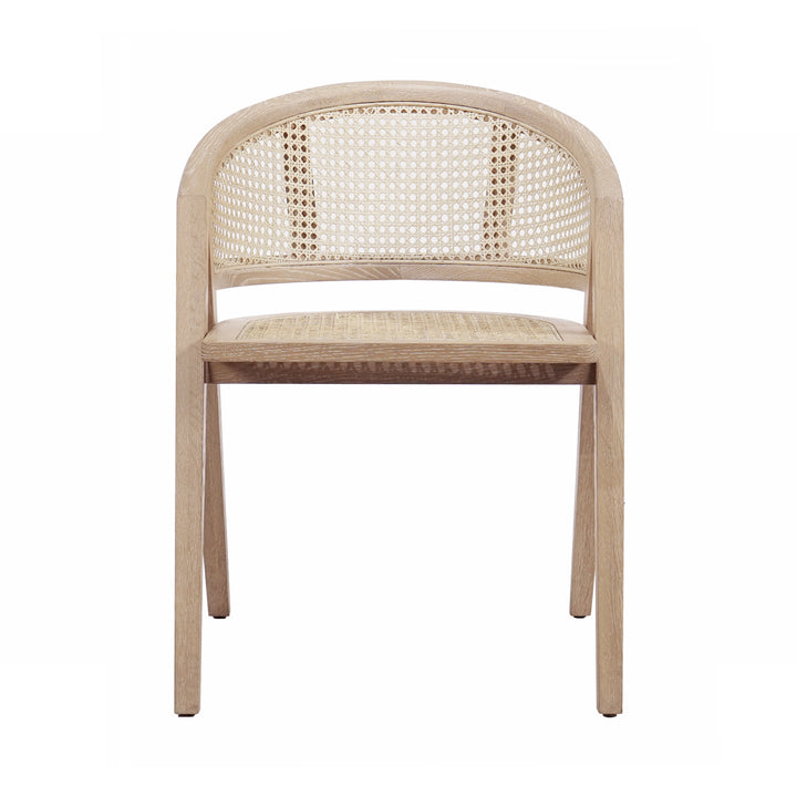 Cane Barrel Back Dining Chair In Cerused Oak - AERO CO
