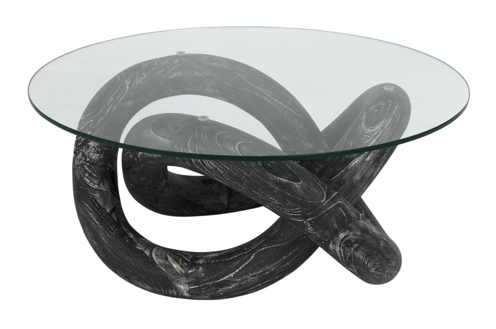 American Home Furniture | Noir - Phobos Coffee Table, Cinder Black with Glass