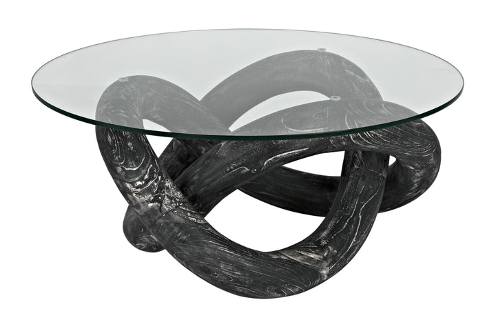 American Home Furniture | Noir - Phobos Coffee Table, Cinder Black with Glass