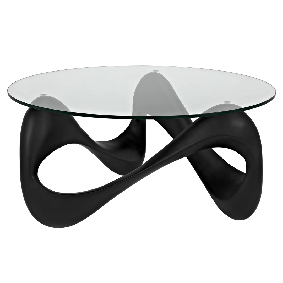 American Home Furniture | Noir - Orion Coffee Table, Black Resin Cement with Glass