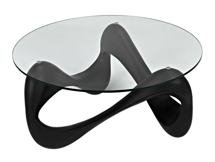 American Home Furniture | Noir - Orion Coffee Table, Black Resin Cement with Glass