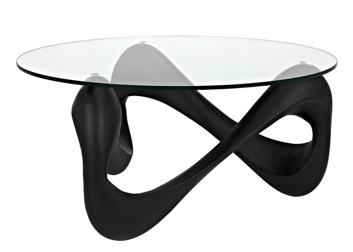 American Home Furniture | Noir - Orion Coffee Table, Black Resin Cement with Glass