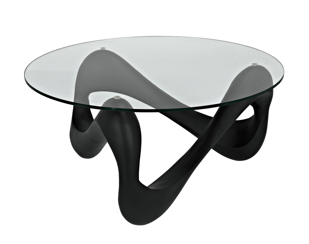 American Home Furniture | Noir - Orion Coffee Table, Black Resin Cement with Glass