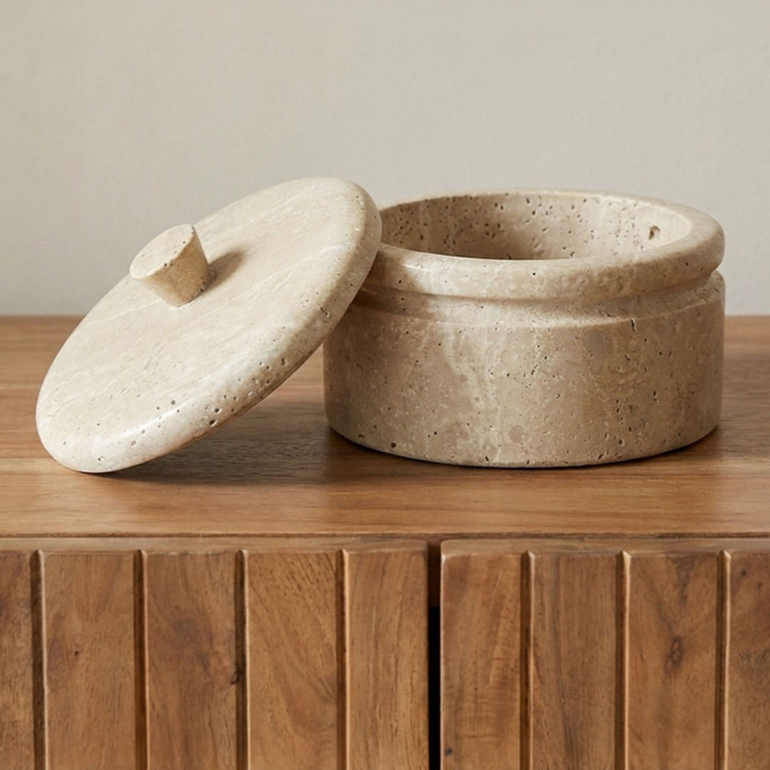 Valencia Round Travertine Box