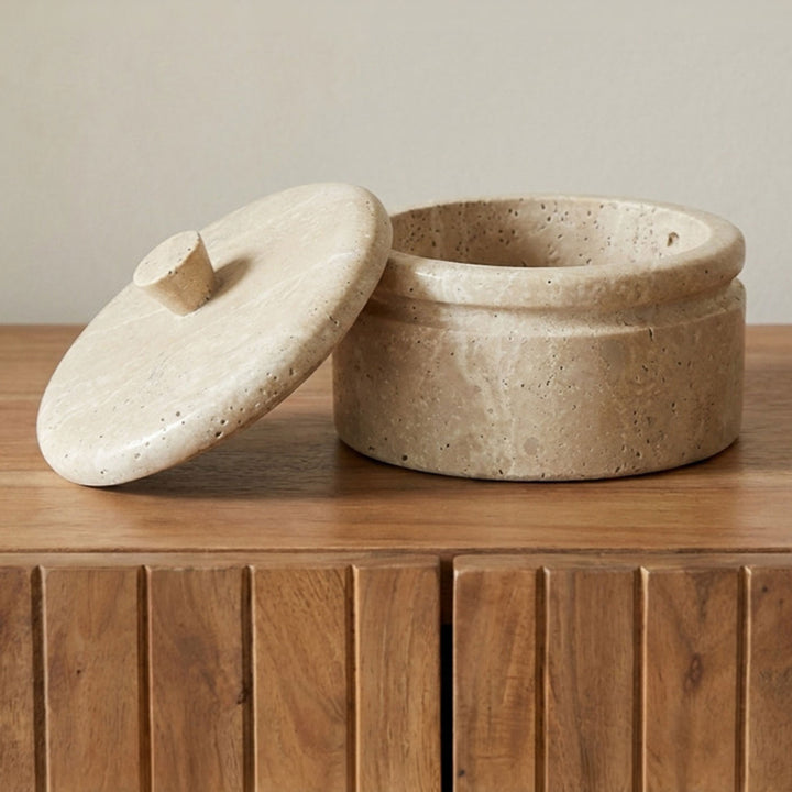 Valencia Round Travertine Box