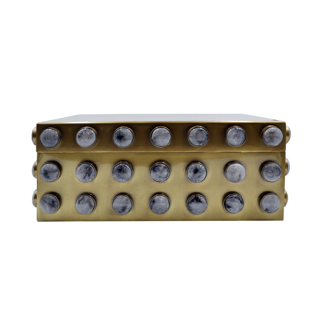 Large Rectangle Brass Box With Resin Appliques - ALBA LG