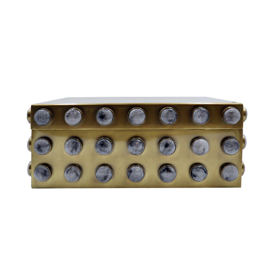 Large Rectangle Brass Box With Resin Appliques - ALBA LG