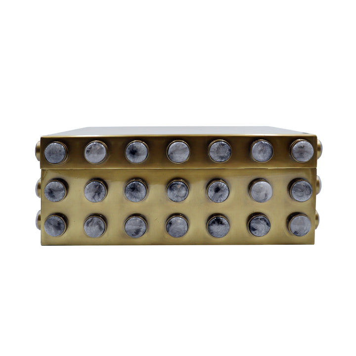 Large Rectangle Brass Box With Resin Appliques - ALBA LG