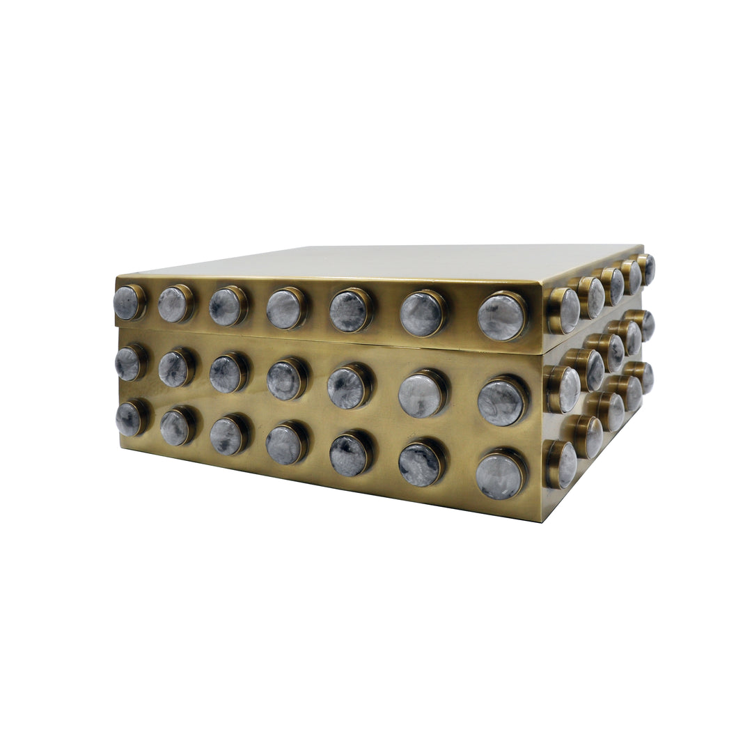 Large Rectangle Brass Box With Resin Appliques - ALBA LG
