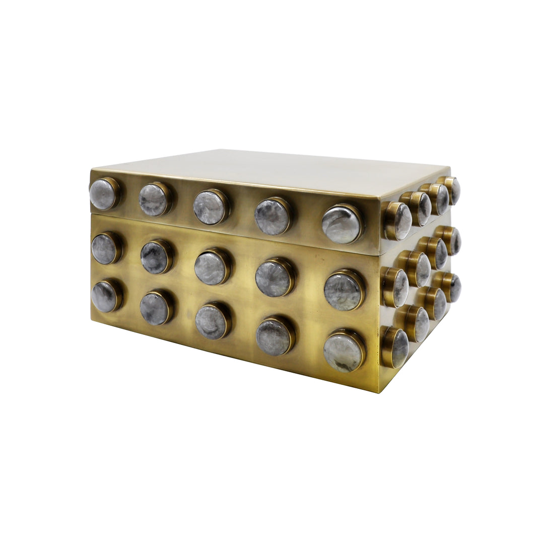 Small Rectangle Brass Box With Resin Appliques - ALBA SM