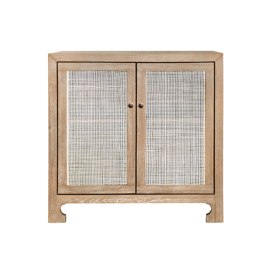 Two Door Cane Cabinet With Brass Hardware In Cerused Oak
 - ALDEN CO