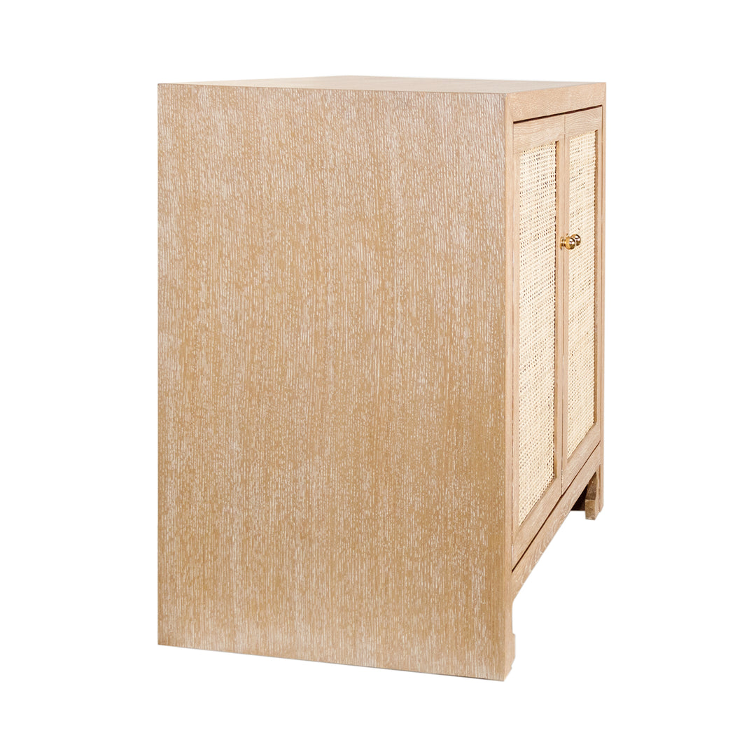 Two Door Cane Cabinet With Brass Hardware In Cerused Oak
 - ALDEN CO