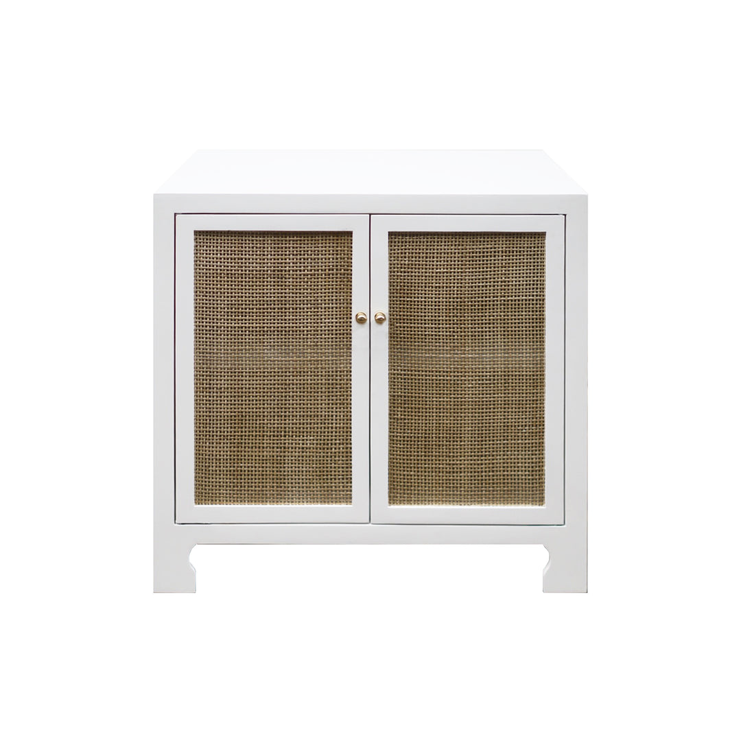 Cane Cabinet W. Brass Hardware In Wh Lacquer - ALDEN WH