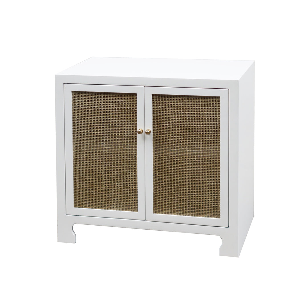 Cane Cabinet W. Brass Hardware In Wh Lacquer - ALDEN WH
