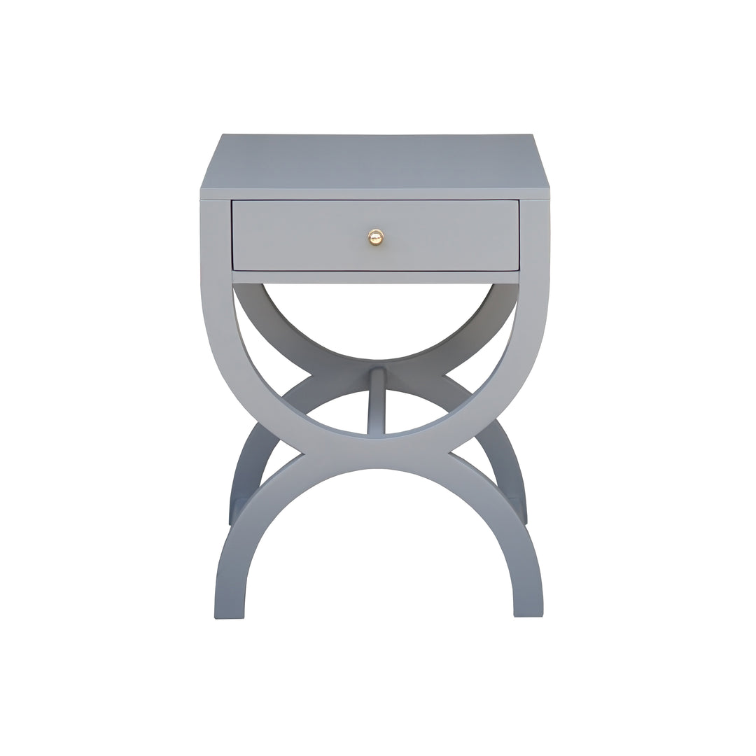 One Drawer Side Table In Grey Lacquer - ALEXIS GRY