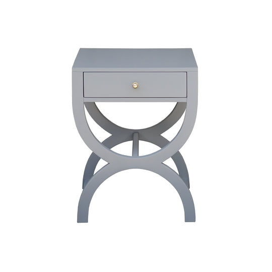 One Drawer Side Table In Grey Lacquer - ALEXIS GRY