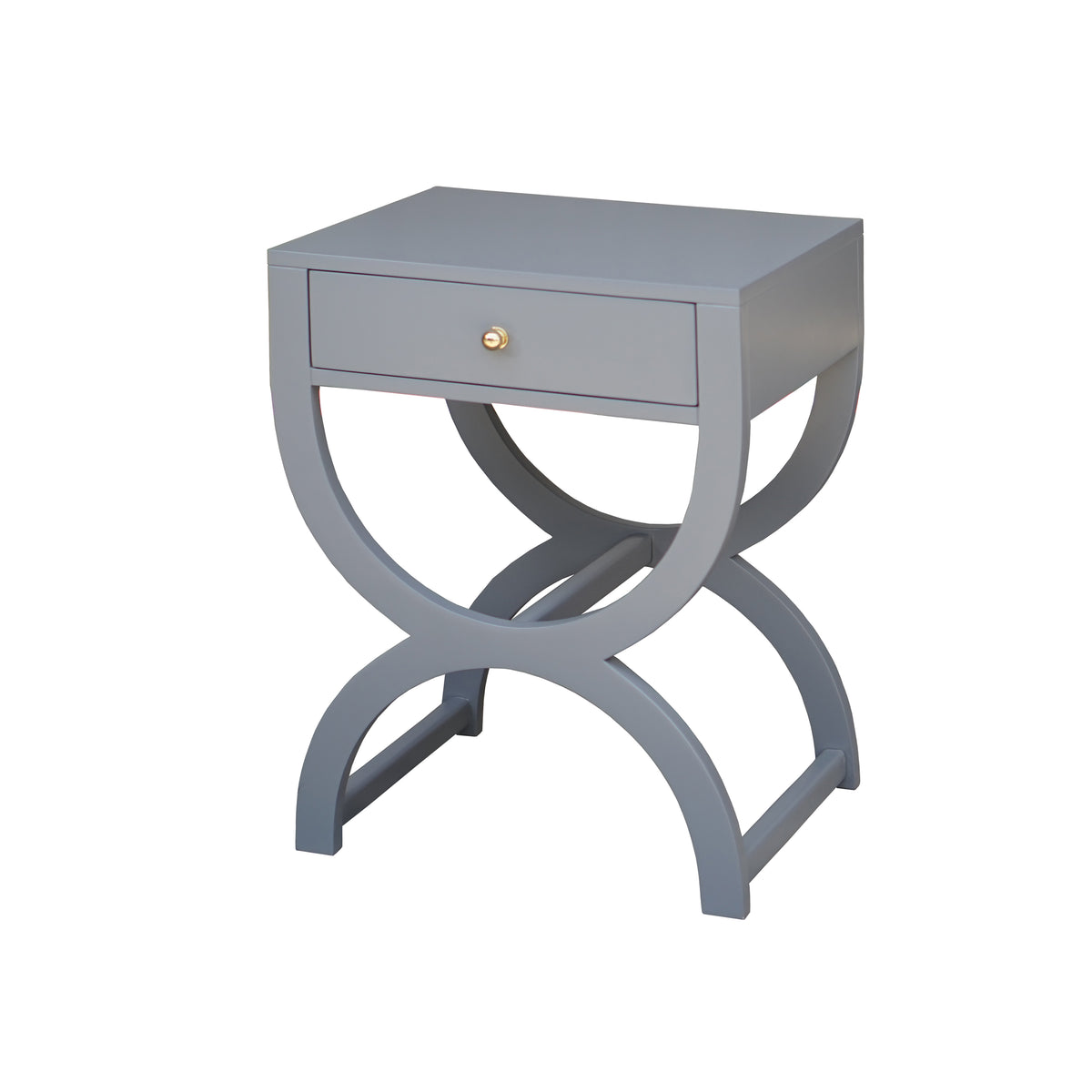 One Drawer Side Table In Grey Lacquer - ALEXIS GRY
