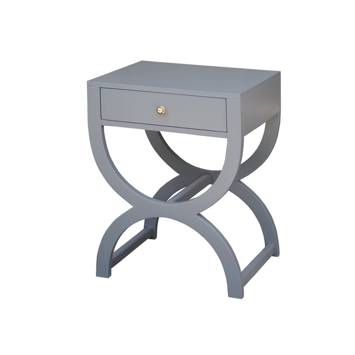 One Drawer Side Table In Grey Lacquer - ALEXIS GRY