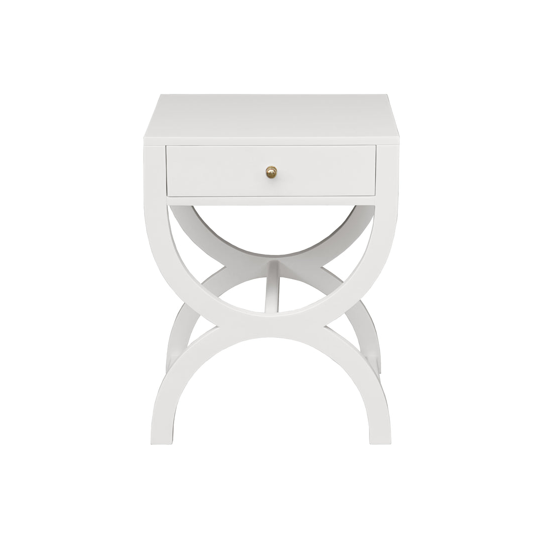 One Drawer Side Table In White Lacquer - ALEXIS WH