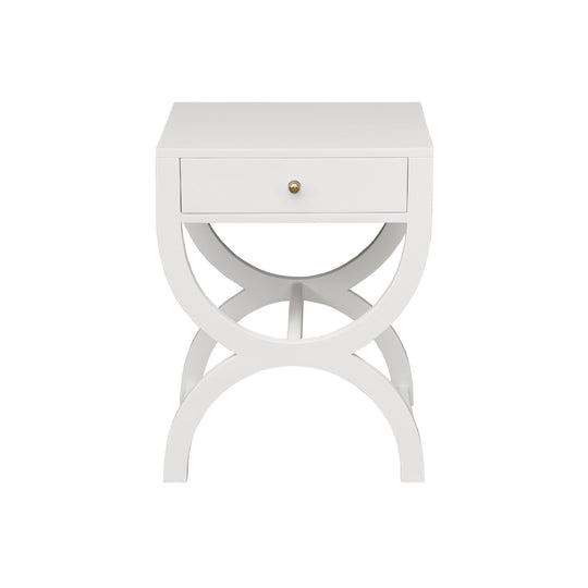 One Drawer Side Table In White Lacquer - ALEXIS WH