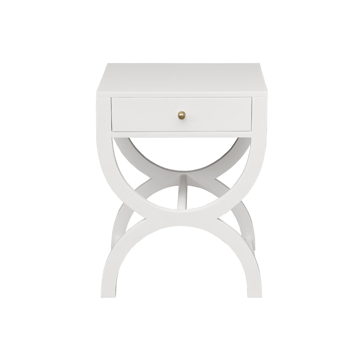 One Drawer Side Table In White Lacquer - ALEXIS WH