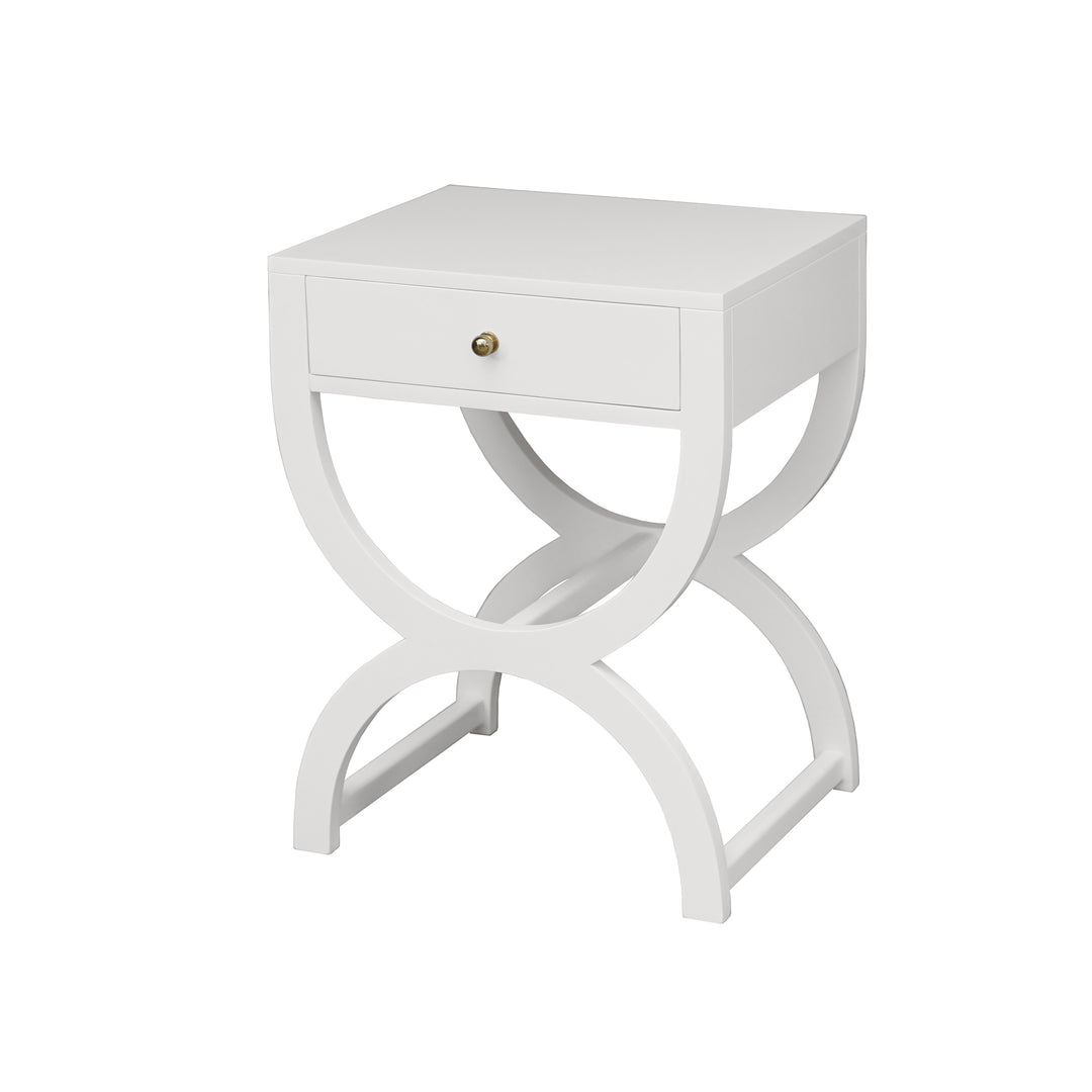 One Drawer Side Table In White Lacquer - ALEXIS WH