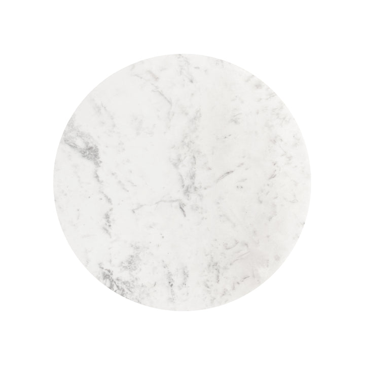 Hourglass Brass Base Side Table With Round White Marble Top - ALINA WHM