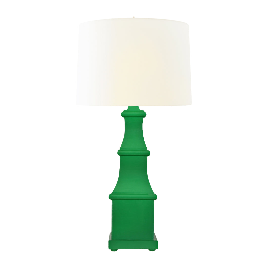 Handpainted Tiered Tole Table Lamp In Green - ALLEGRA GR