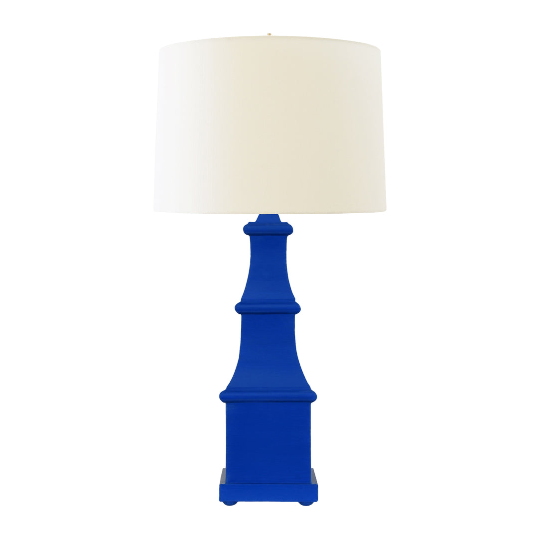 Handpainted Tiered Tole Table Lamp In Royal Blue - ALLEGRA RBL