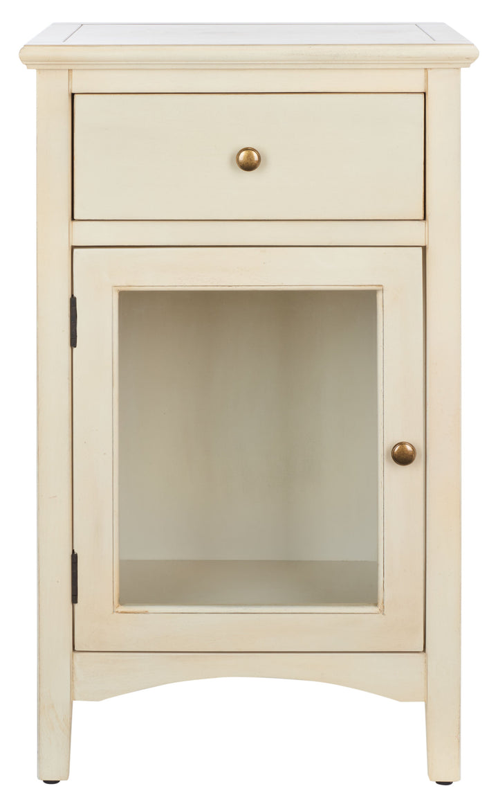 Ziva One Drawer Nightstand With Glass Cabinet