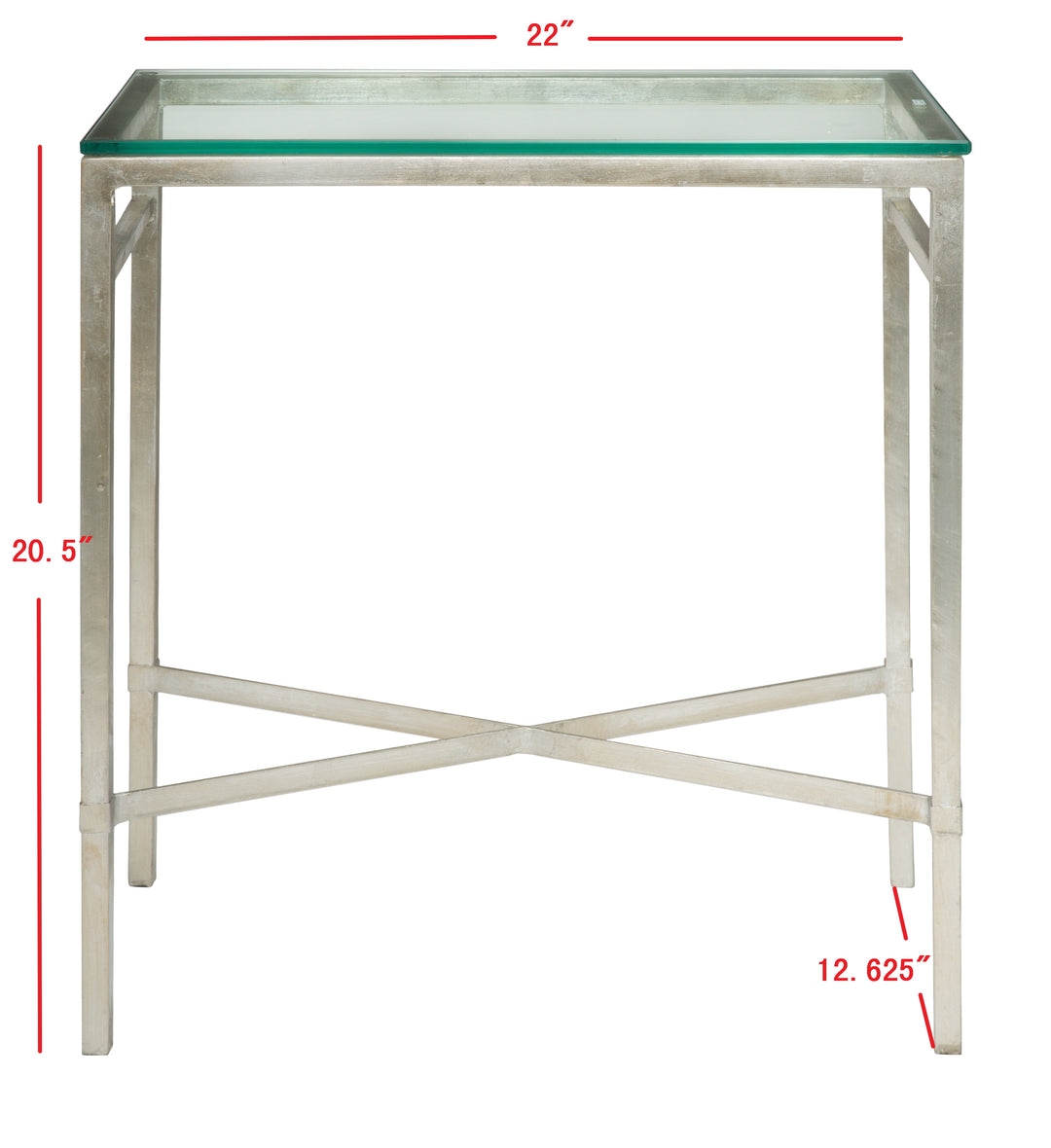 SILVER / GLASS / 22.1" X 12.5" X 24.5"